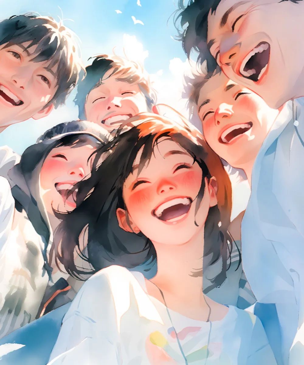 笑顔の若者たち