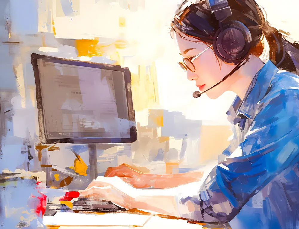 楽しく働く若い女性