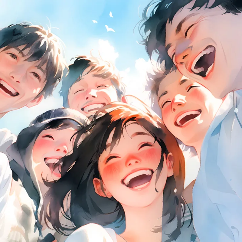 笑顔の若者たち